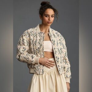 Anthropologie Avec Les Filles oversized daisy embroidered bomber